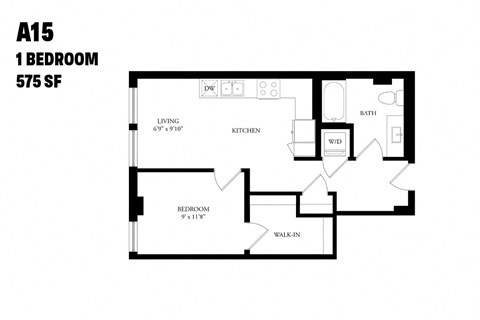 One Bedroom A15 575 SF - The Ballard Independent